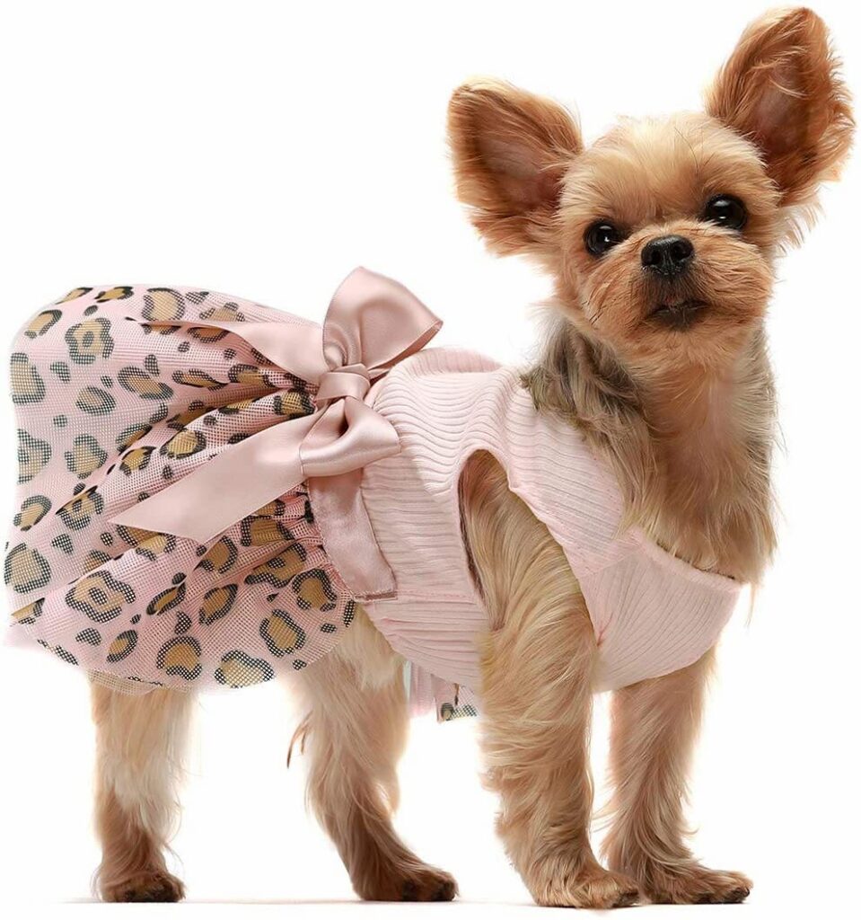 Pink leopard print dog dress