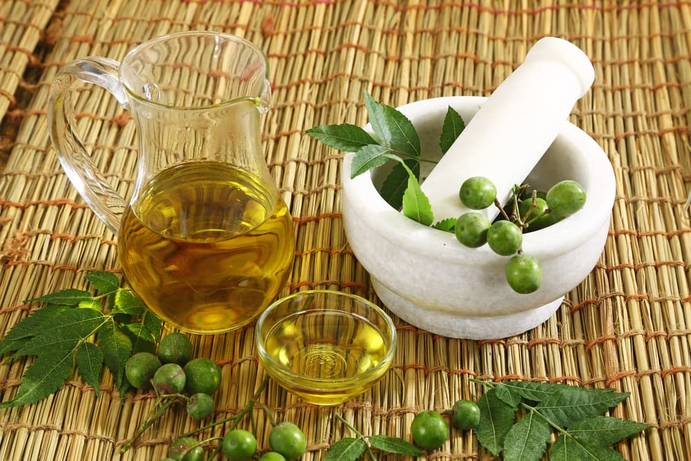 Neem oil on table