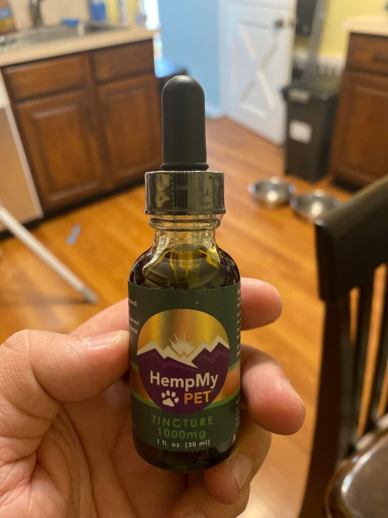 Bottle of Hemp My Pet Tincture for hemp for dogs